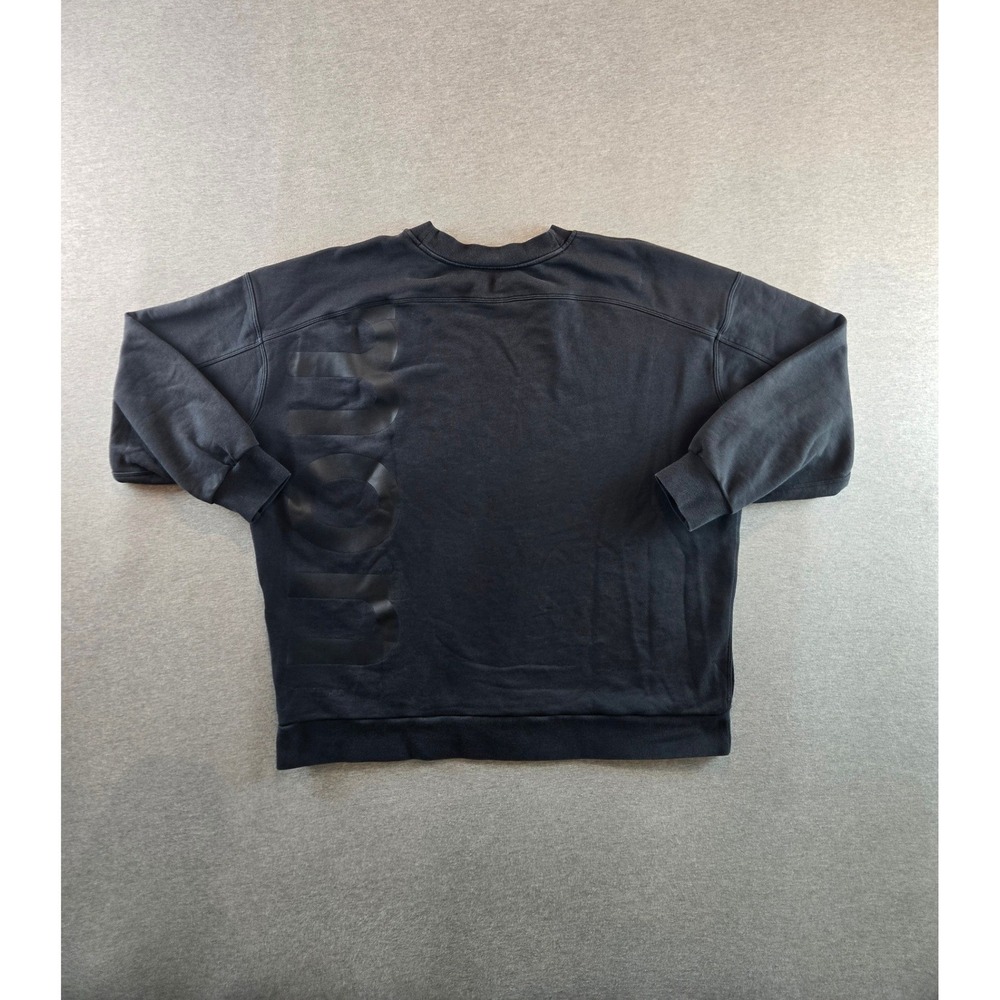 Lululemon Perfectly Oversized Crew Sweatshirt Women L Black Tonal Graphic Logo - Picture 2 of 9
